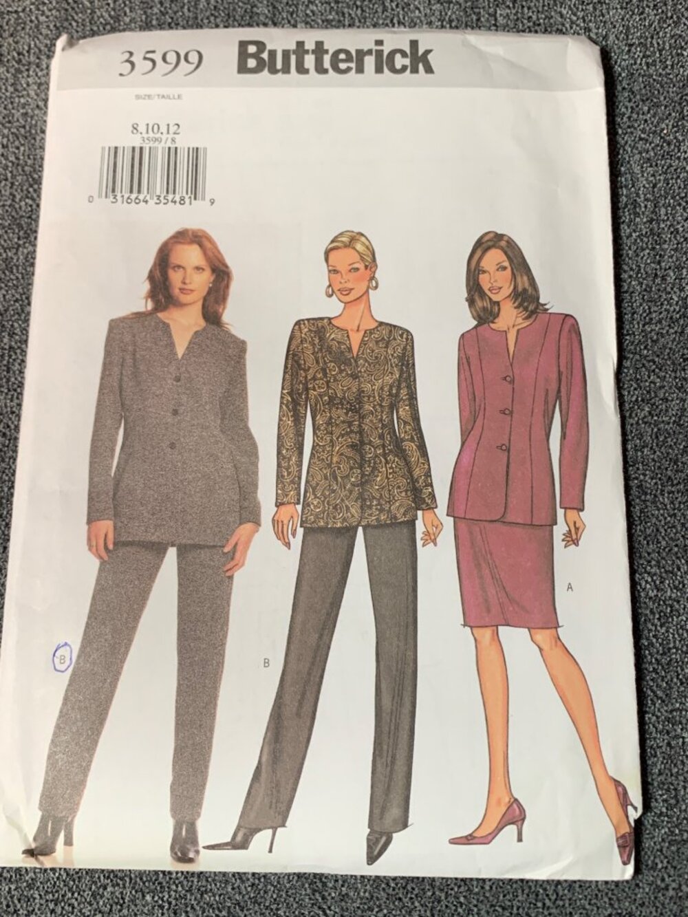 Butterick 3599 Misses Coat Skirt Pant Sewing Pattern Size 8 10 12 Uncut 2000s